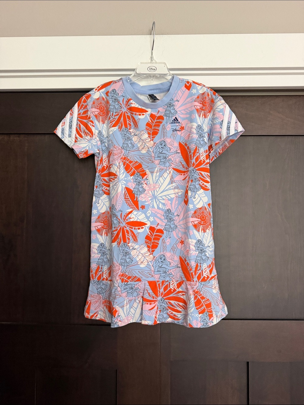 adidas Disney Moana Girls Floral Short Sleeve Dress size XXS 5-6